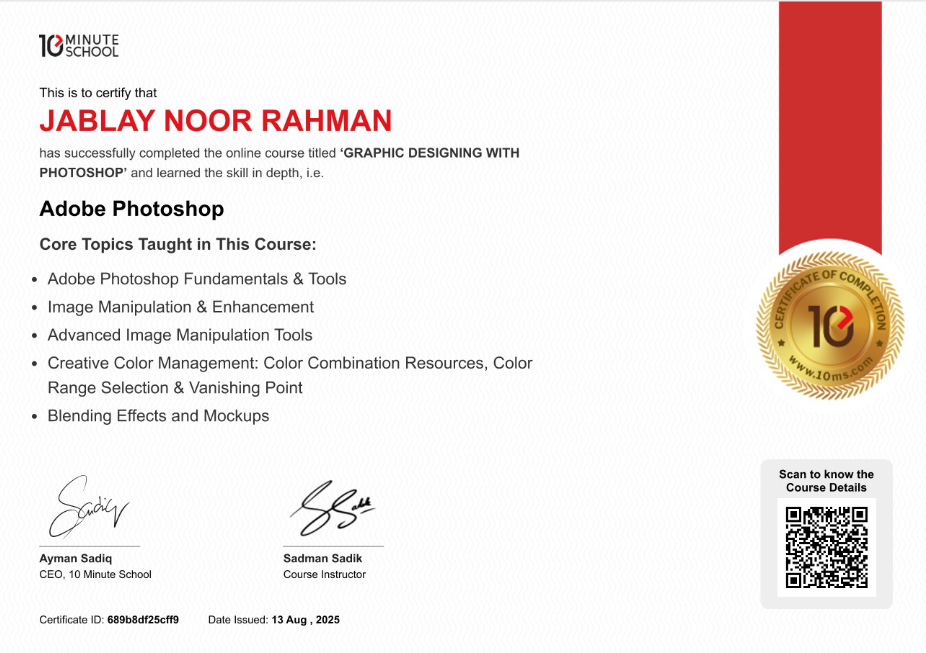 Graphic Designing with Photoshop Certificate