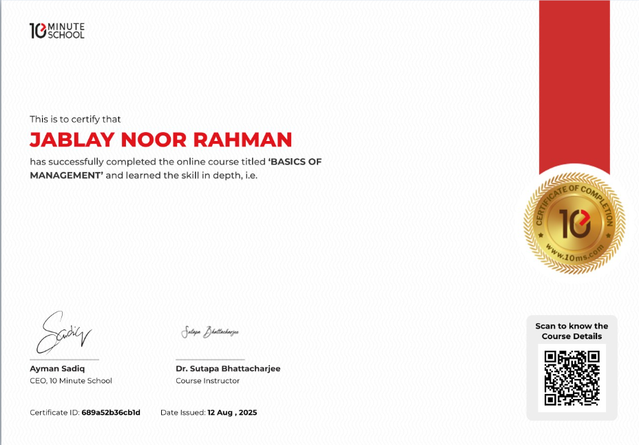 Basics of Management Certificate