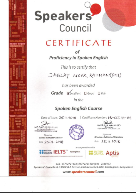 Spoken English Certificate