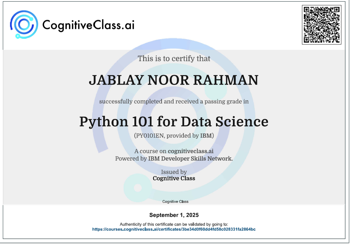 Python 101 for Data Science Certificate