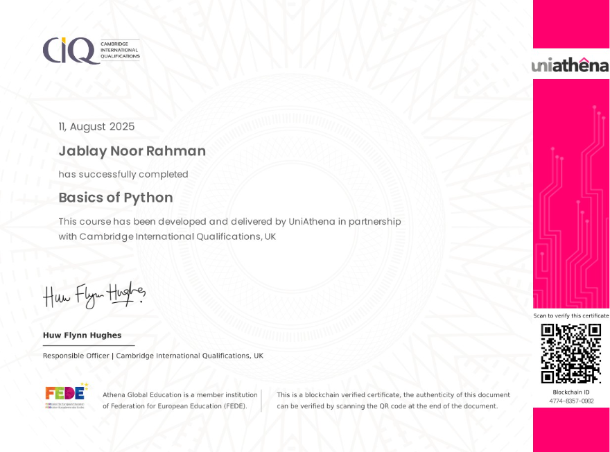 Basics of Python Certificate